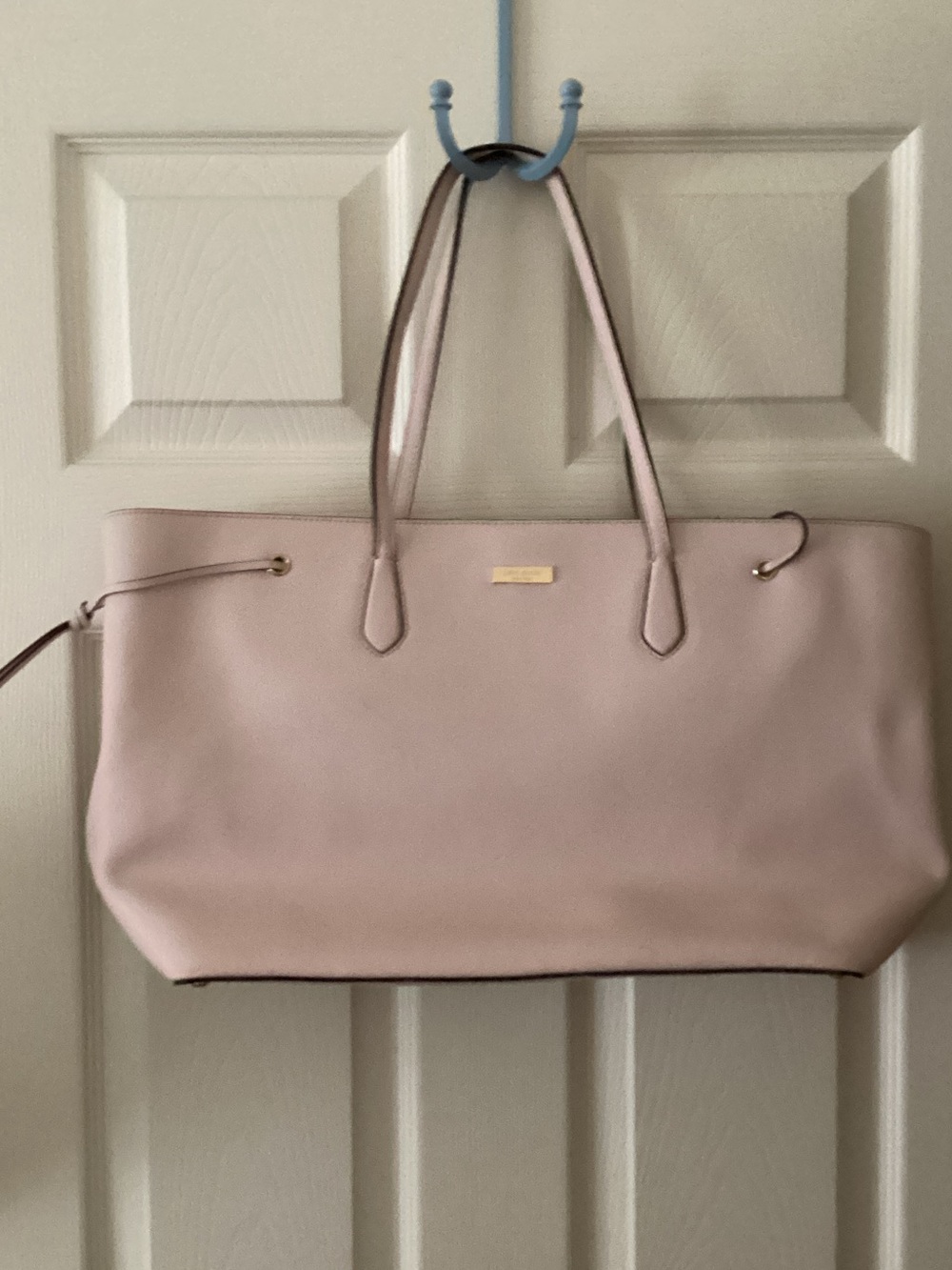 kate spade blush pink tote with gold hardware